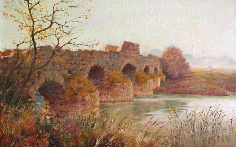 Pontetzu a Ozieri olio su tela 50X40 1986 ca