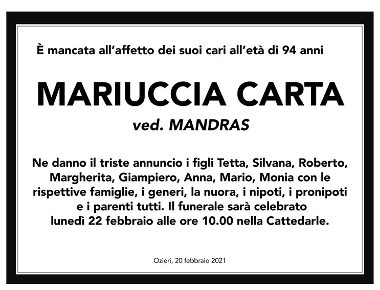 Necro Ozieri 355 Mariuccia Carta