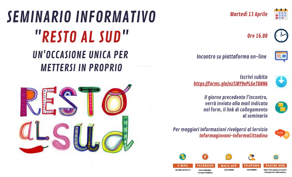 Seminario Buddusò Resto al Sud