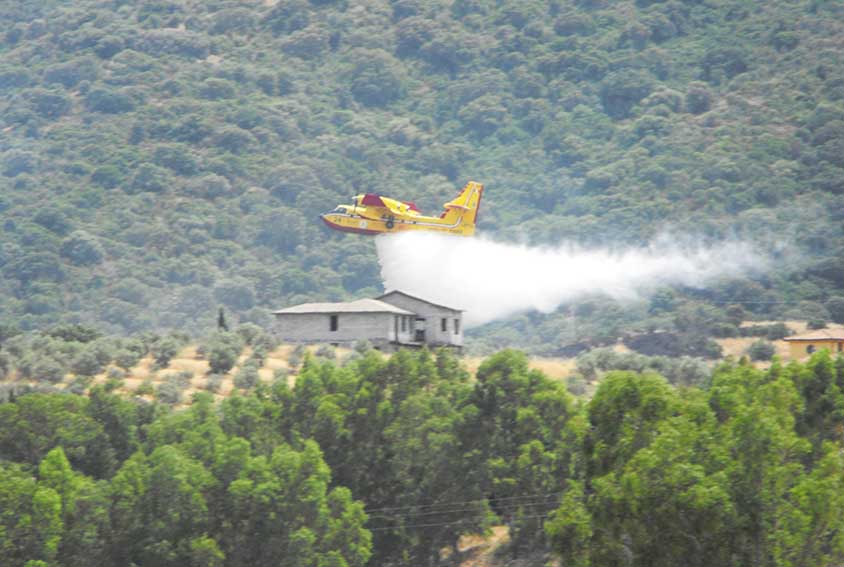 Incendi Sardegna 18 giugno: spenti 11 roghi, 3 con l'impiego di 7 elicotteri e un canadair 1 Canadair a Ozieri