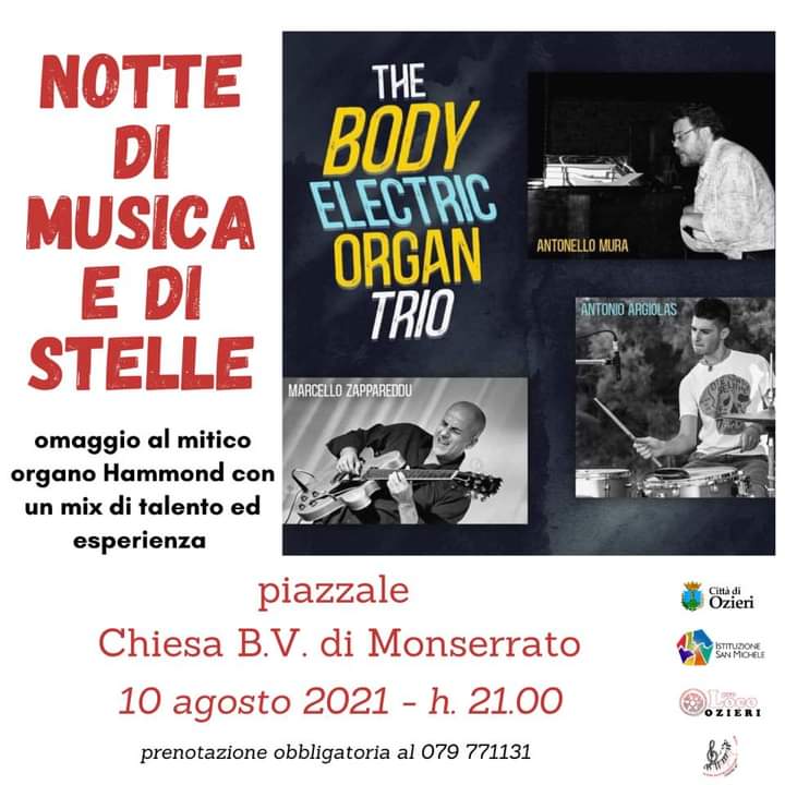 Notte di Musica e di Stelle, martedì a Ozieri serata jazz con il Body Electric Organ Trio 3 IMG 20210805 WA0009