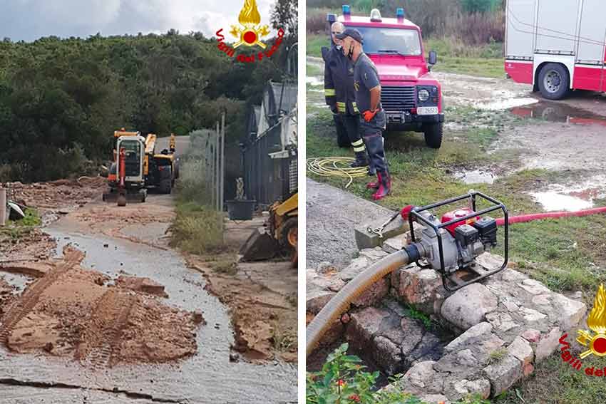 Maltempo Gallura Arzachena Vigili del Fuoco