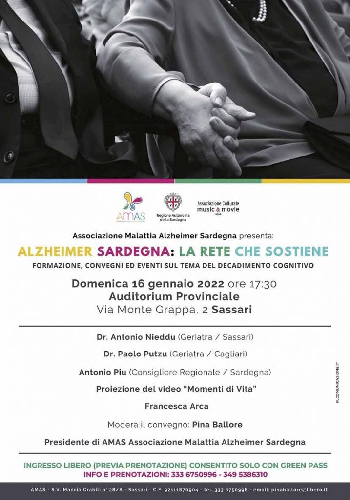 Alzheimer Sardegna, domenica a Sassari si parla di invecchiamento della popolazione sarda 2 Amas 16 gennaio