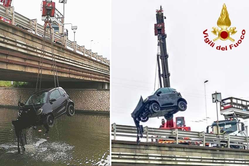 Cagliari, auto con 2 persone a bordo finisce nelle acque del canale di Terramaini 1 Cagliari auto canale terramaini
