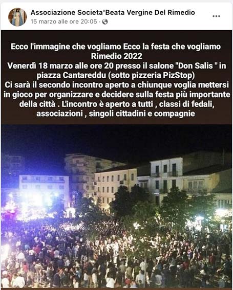 Ozieri. Festa del Rimedio, il comitato apre a nuove forze 2 Comitato Rimedio