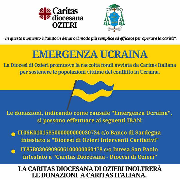 Aiuti all'Ucraina, la Diocesi di Ozieri sostiene la raccolta fondi avviata dalla Caritas italiana 2 Emergenza Ucraina