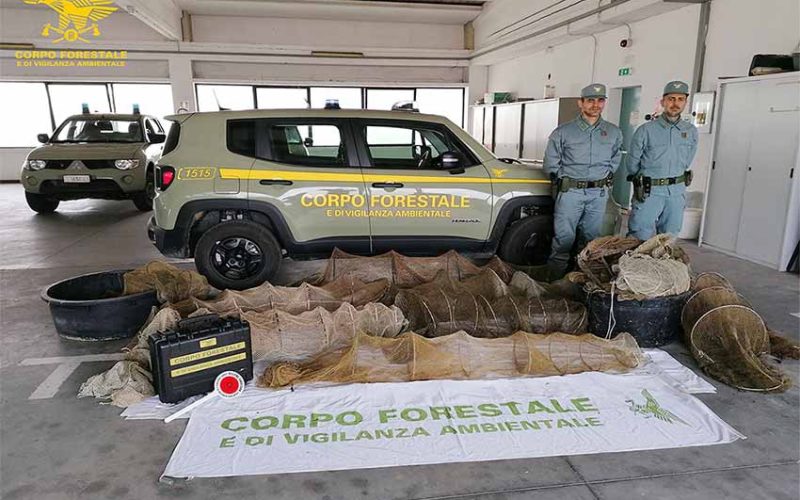 Forestale Oristano trappole anguille sequestro