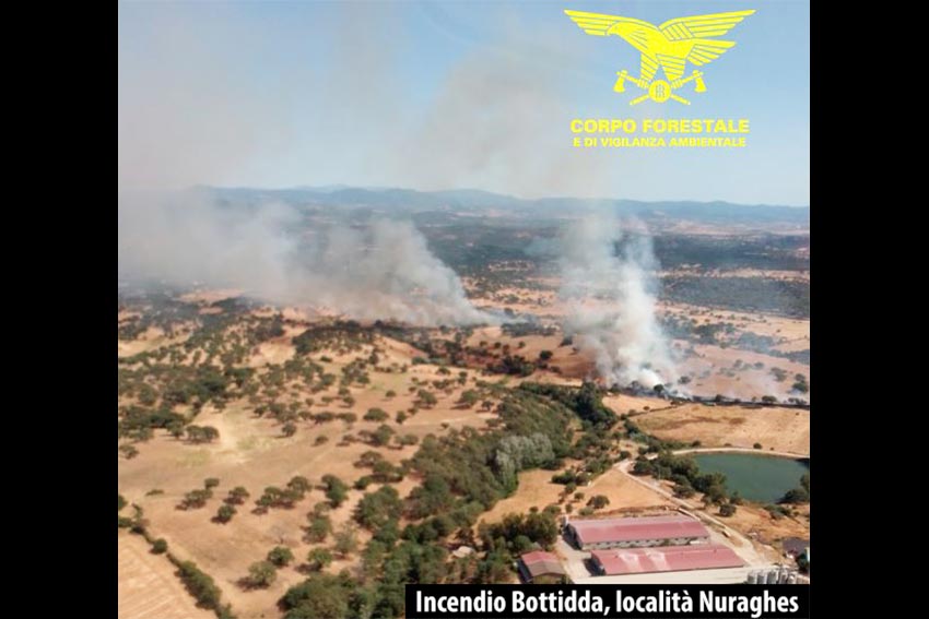 Bottidda incendio Nuraghes