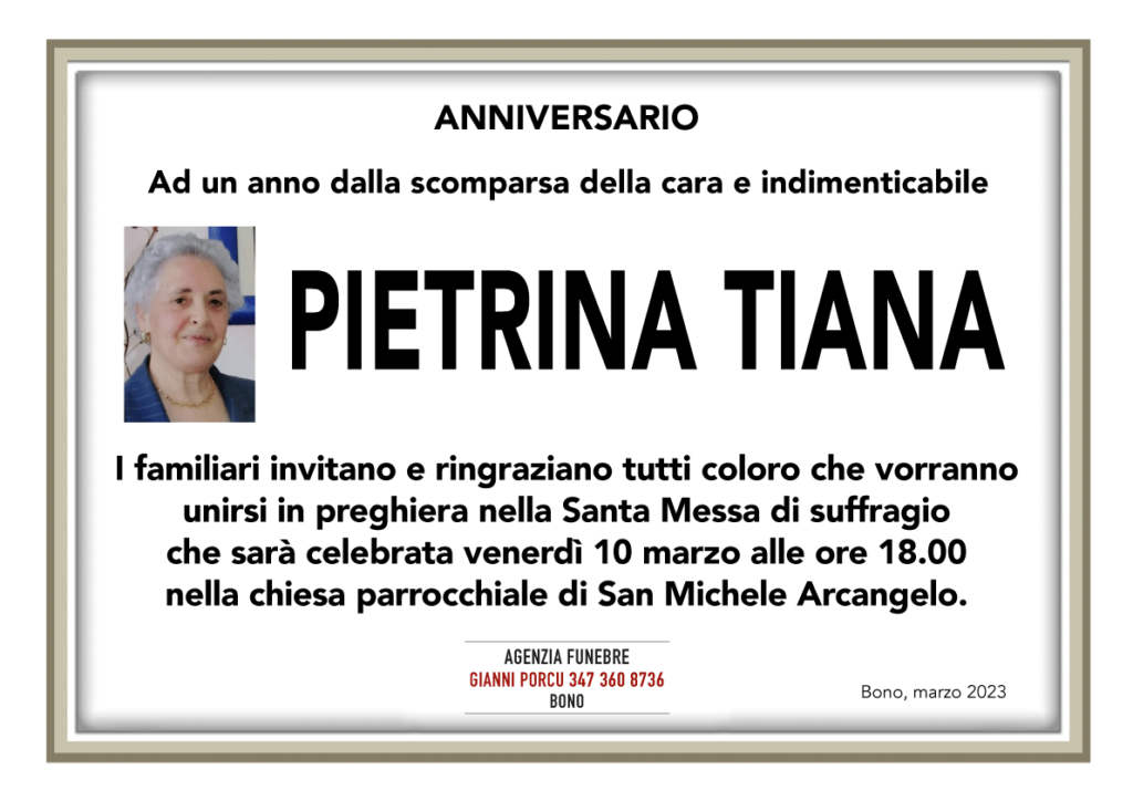 Pietrina Tiana Anniversario
