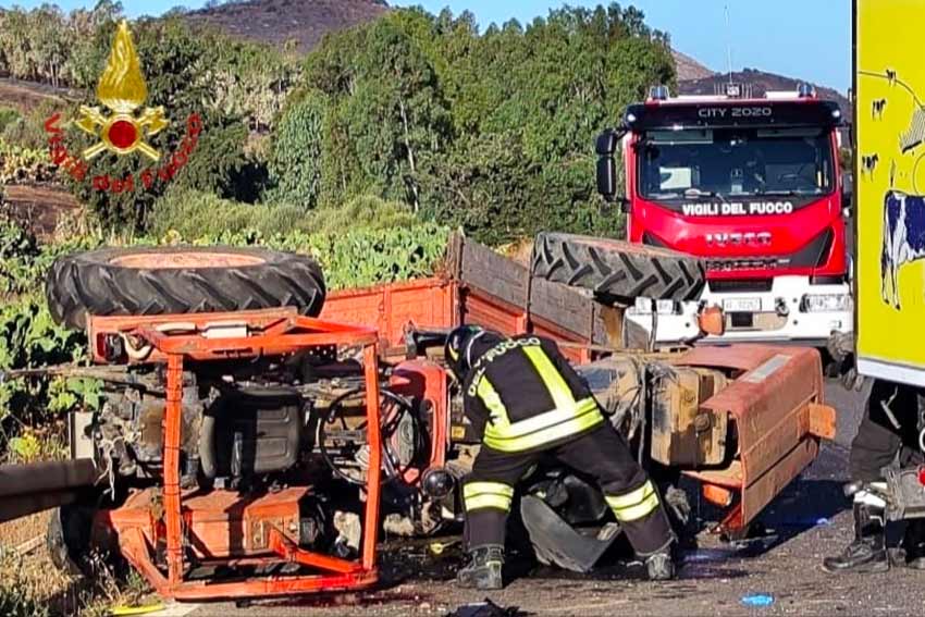 Ussana. Scontro camion-trattore sulla Statale 466, ferito un 70enne 1 incidente Ussana