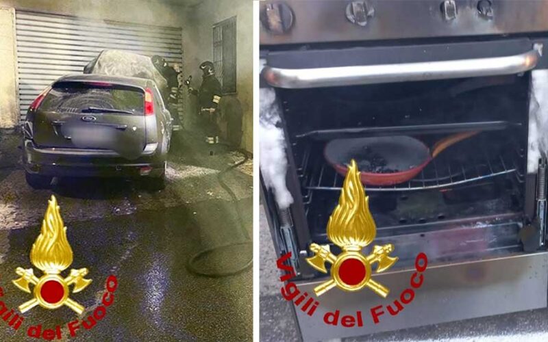 Incendio auto e cucina a Bono