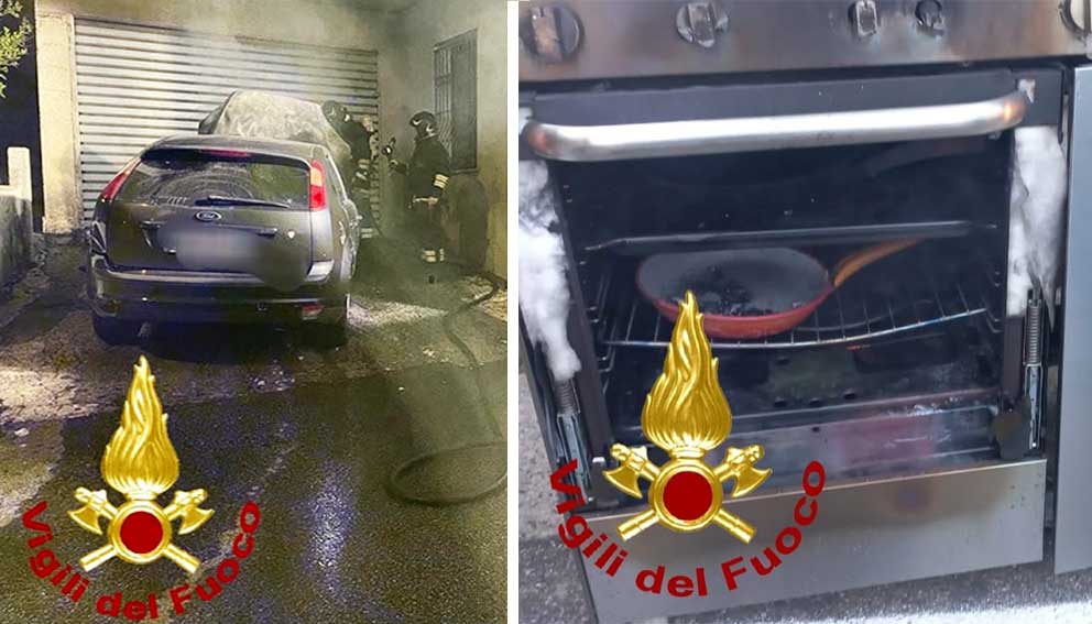 Incendio auto e cucina a Bono