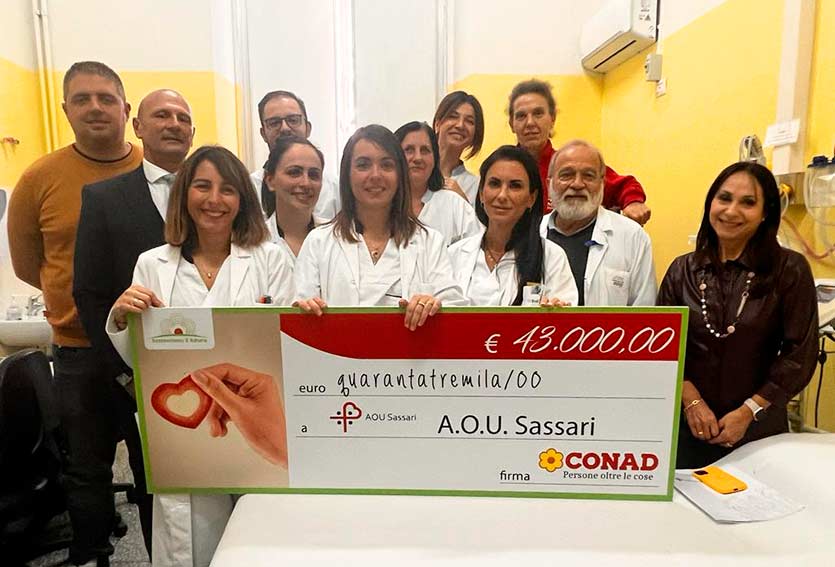 donazione assegno CONAD Cardiologia pediatrica Sassari