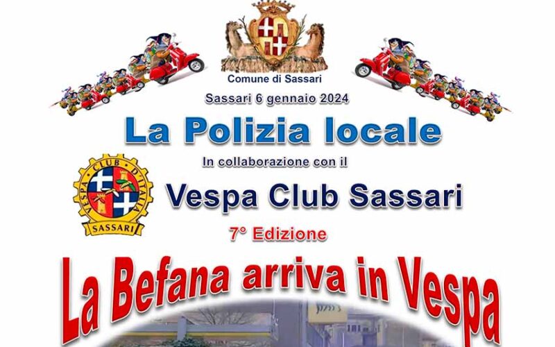 Sassari la Befana arriva in Vespa