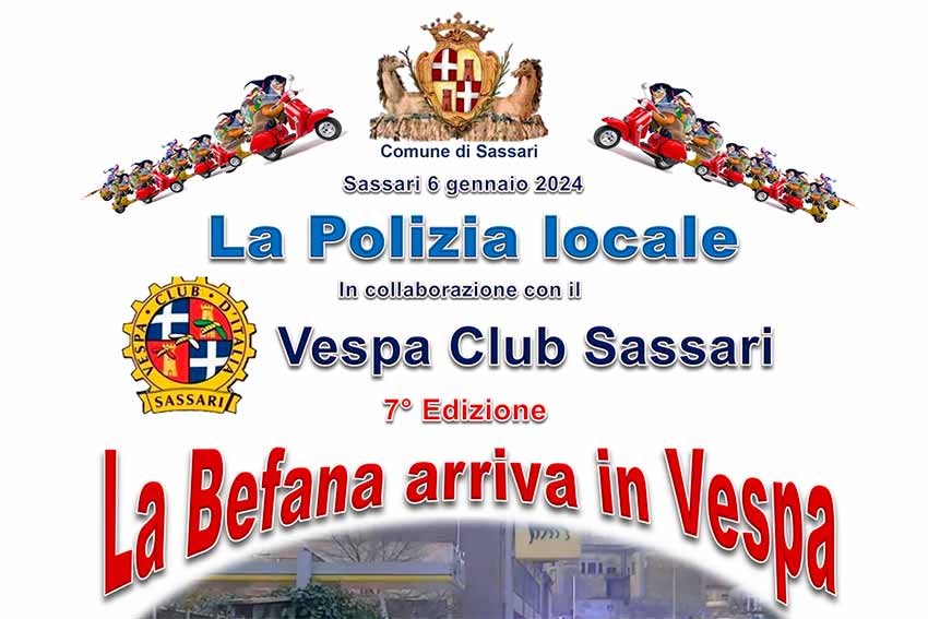 Sassari la Befana arriva in Vespa