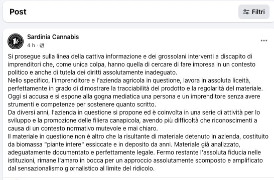 Ozieri. «Lavora in assoluta liceità», "Sardinia Cannabis" a difesa dell'imprenditore denunciato 2 Post associazione Cannabis