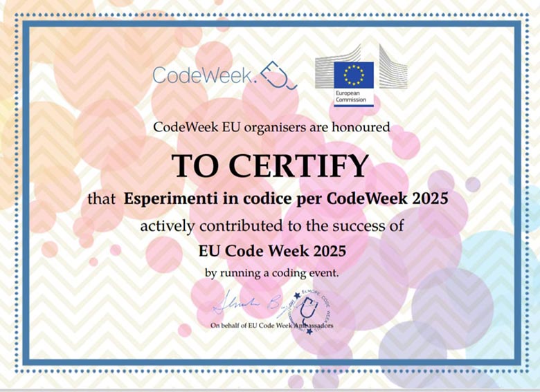 La scuola media di Alà dei Sardi protagonista della Code Week EU 2025 con la scacchiera interattiva 2 Certificato scuola Ala
