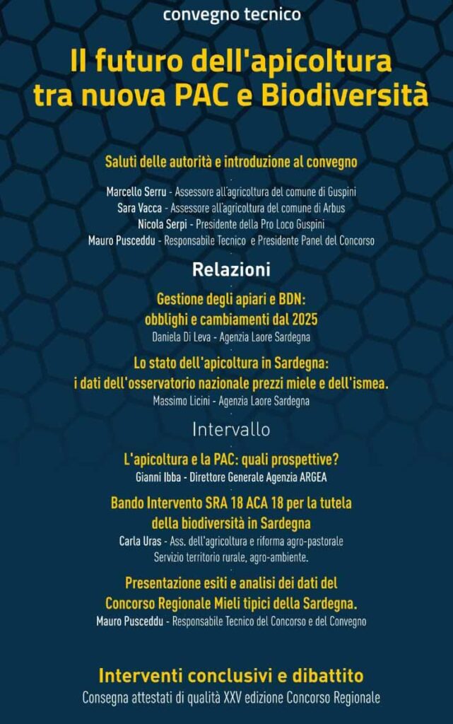 Guspini-Arbus, il 30 e 31 agosto A Montevecchio la 32ª edizione della Sagra del Miele 2 locandina convegno del 30 agosto 2025