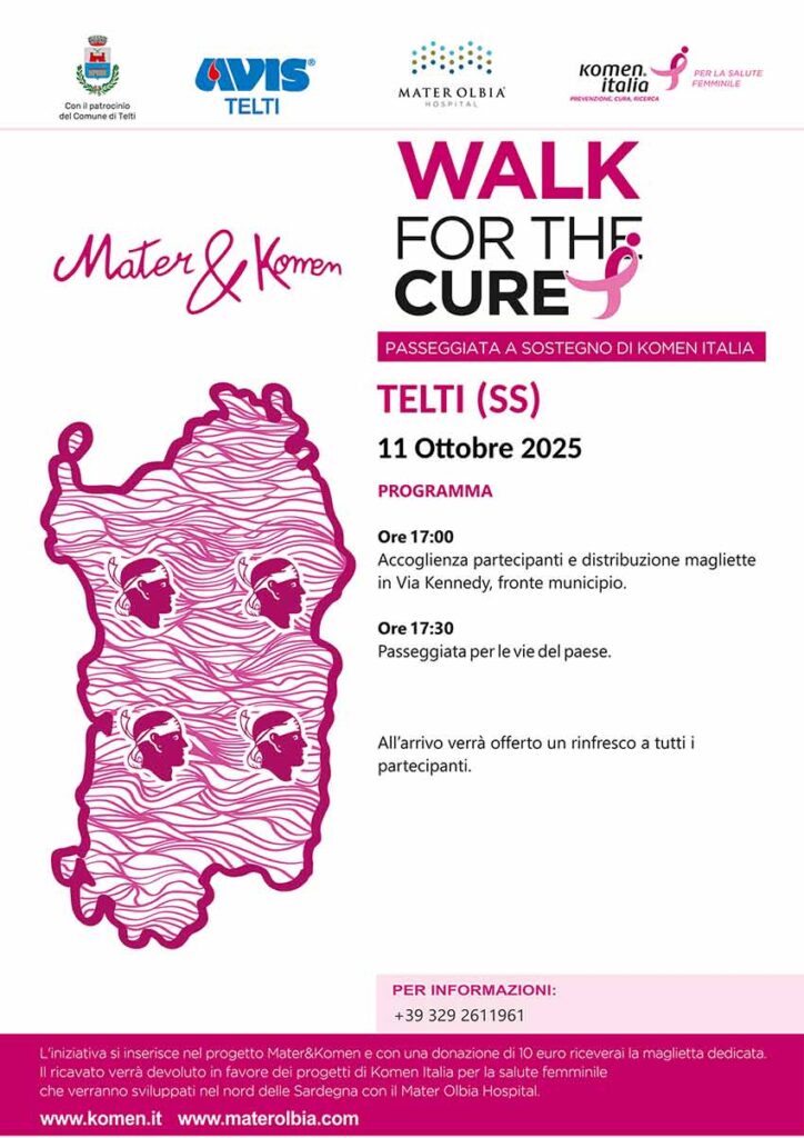 Telti si tinge di rosa con il progetto dell'Avis "Donne in salute" 3 Locandina Walk for the Cure