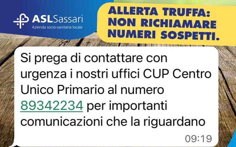 Messaggi truffa Asl Sassari
