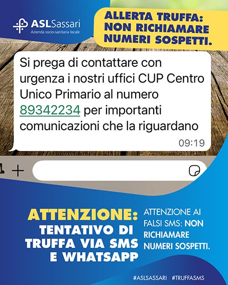 Messaggi truffa allerta Asl Sassari