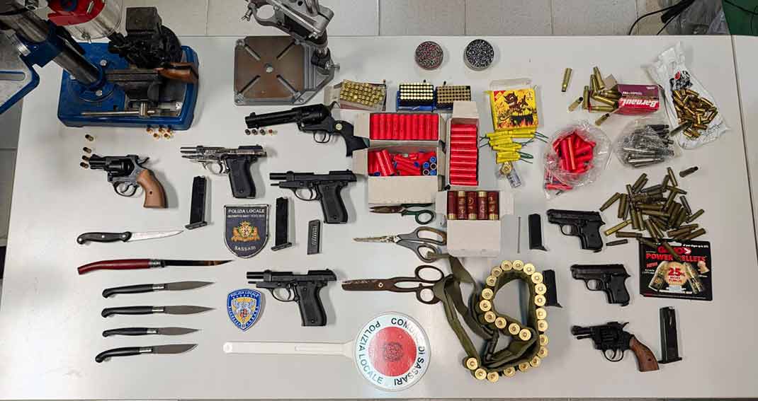 Armi sequestrate Polizia Locale sassari