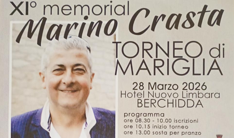 Berchidda, sabato il torneo di Mariglia “Memorial Marino Crasta” 1 Berchidda memorial Marino Crasta