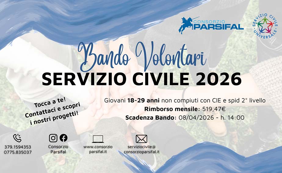 Consorzio Parsifal, 5 posti per il Servizio Civile a Sassari e Florinas 2 Servizio Civile Consorzio Parsifal 2026