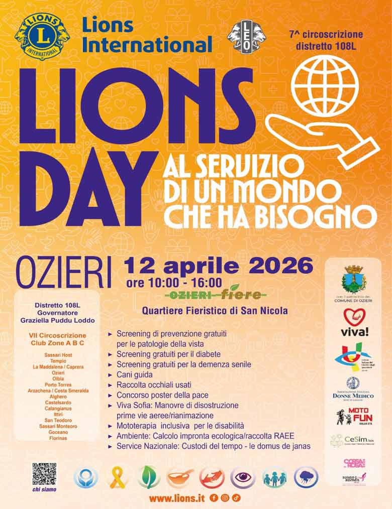 Lions Day 2026, alla Fiera di Ozieri una giornata tra solidarietà, prevenzione e informazione 2 Locandina Lions day Ozieri