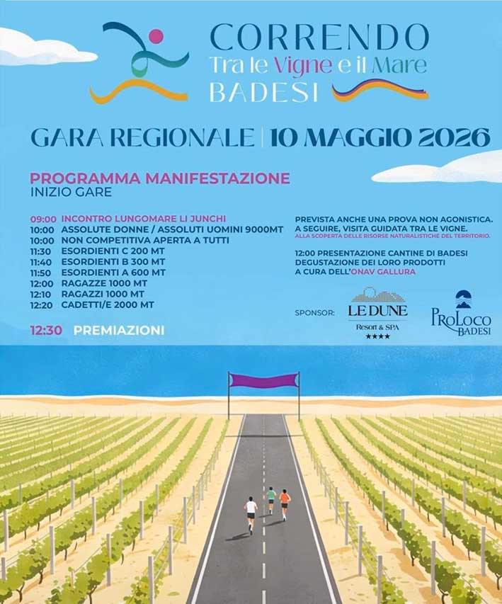 Badesi correndo tra le vigne e il mare