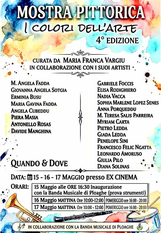 A Ploaghe la 4ª edizione di “I colori dell’arte”, la mostra della creatività e dell'inclusione 2 I colori dellarte Ploaghe